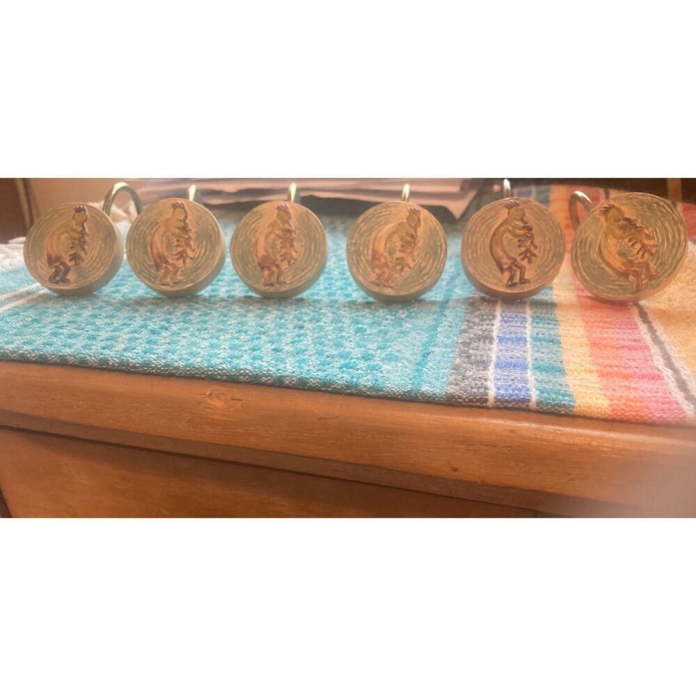 KOKOPELLI Set of 7  Resin Shower Curtain Hooks Arizona Southwestern Culture